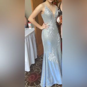 Light blue sparkly prom dress